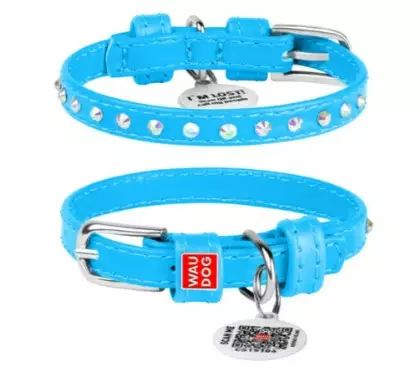 Waudog kaulapanta sininen tilmanteilla - Nahkapannat - 4823089306995 - 1