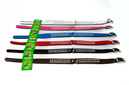 Koiran nahkapanta timanteilla 35cmx20mm - Nahkapannat - 5906365558017 - 3